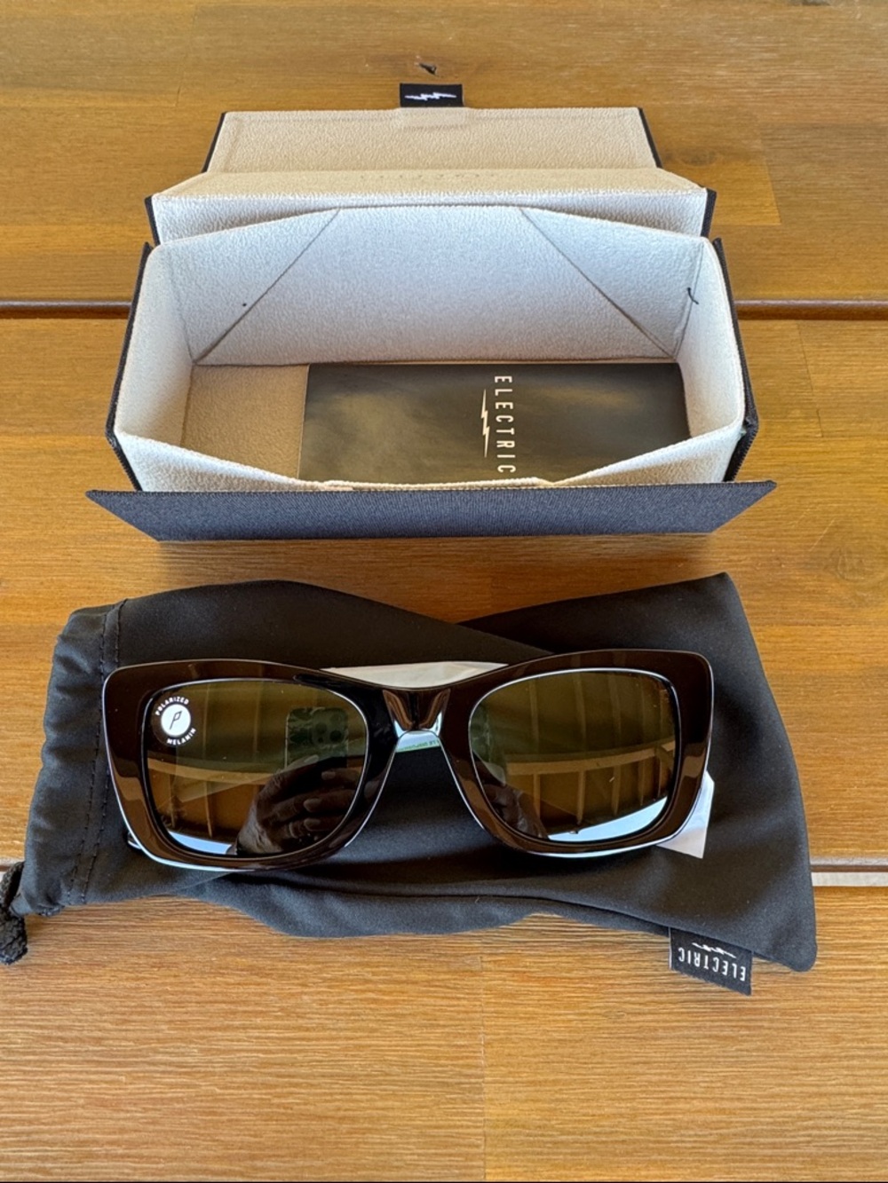 Black Cat-Eye Sunglasses with Case